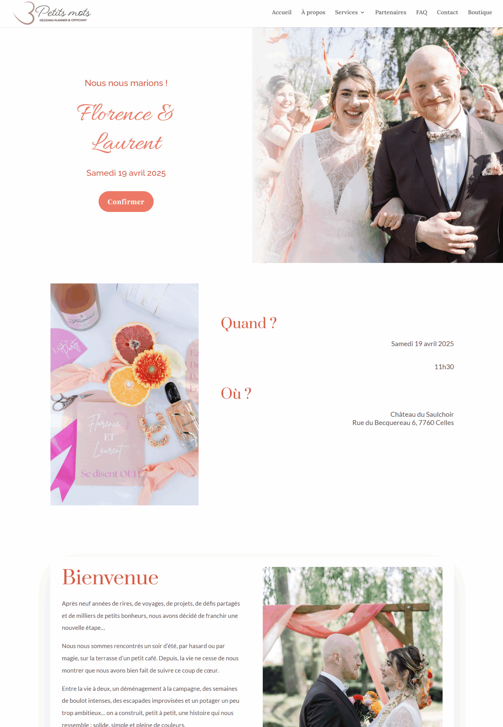 Wedding website Site demo mariage Florence Laurent